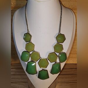 Vintage Green Lucite Goldtone Necklace NWOT 17"+3"